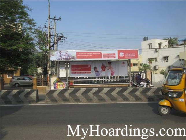 Best OOH Ad agency in Chennai, Bus Shelter Hoardings Rates in Kaliyamman Koil Street, Natesan Nagar Bus Stop Chennai